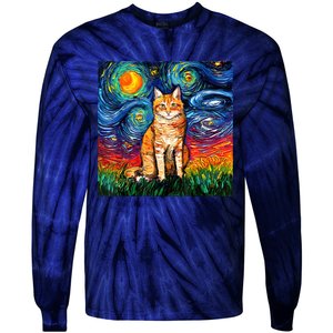 Starry Night Cat Van Gogh Cat Cat Lover Cat Mom Cat Dad Tie-Dye Long Sleeve Shirt