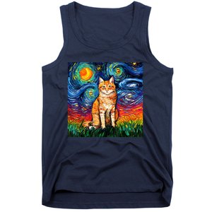 Starry Night Cat Van Gogh Cat Cat Lover Cat Mom Cat Dad Tank Top