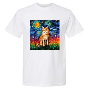 Starry Night Cat Van Gogh Cat Cat Lover Cat Mom Cat Dad Garment-Dyed Heavyweight T-Shirt