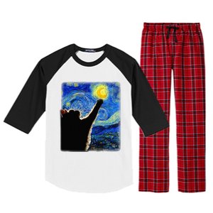 Starry Night Cat Van Gogh Cat Cat Lover Cat Mom Cat Da Raglan Sleeve Pajama Set