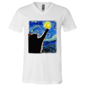 Starry Night Cat Van Gogh Cat Cat Lover Cat Mom Cat Da V-Neck T-Shirt