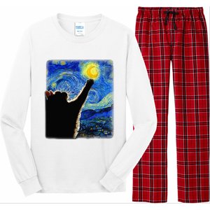 Starry Night Cat Van Gogh Cat Cat Lover Cat Mom Cat Da Long Sleeve Pajama Set