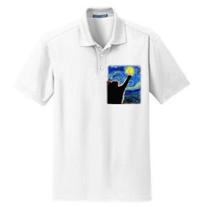 Starry Night Cat Van Gogh Cat Cat Lover Cat Mom Cat Da Dry Zone Grid Polo