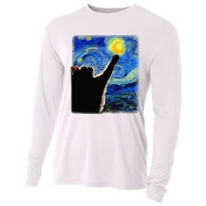 Starry Night Cat Van Gogh Cat Cat Lover Cat Mom Cat Da Cooling Performance Long Sleeve Crew