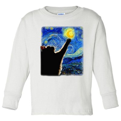 Starry Night Cat Van Gogh Cat Cat Lover Cat Mom Cat Da Toddler Long Sleeve Shirt