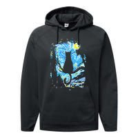 Starry Night Cat Van Gogh Cat Performance Fleece Hoodie