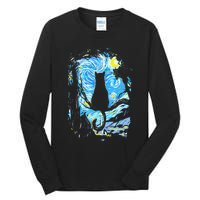 Starry Night Cat Van Gogh Cat Tall Long Sleeve T-Shirt