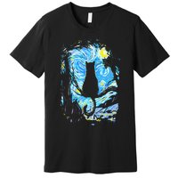 Starry Night Cat Van Gogh Cat Premium T-Shirt