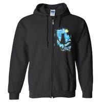 Starry Night Cat Van Gogh Cat Full Zip Hoodie