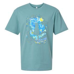 Starry Night Cat Van Gogh Cat Sueded Cloud Jersey T-Shirt