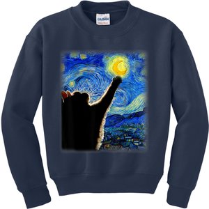 Starry Night Cat, Van Gogh Cat, Cat Lover, Cat Mom, Cat Dad Kids Sweatshirt