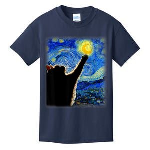 Starry Night Cat, Van Gogh Cat, Cat Lover, Cat Mom, Cat Dad Kids T-Shirt