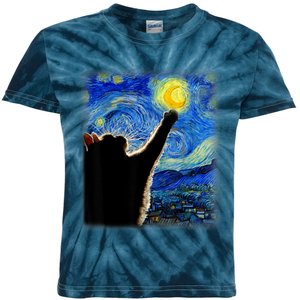 Starry Night Cat, Van Gogh Cat, Cat Lover, Cat Mom, Cat Dad Kids Tie-Dye T-Shirt