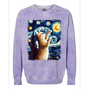 Starry Night Cat, Van Gogh Cat, Cat Lover, Cat Mom, Cat Dad Colorblast Crewneck Sweatshirt