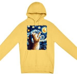 Starry Night Cat, Van Gogh Cat, Cat Lover, Cat Mom, Cat Dad Premium Pullover Hoodie