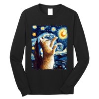 Starry Night Cat, Van Gogh Cat, Cat Lover, Cat Mom, Cat Dad Long Sleeve Shirt