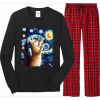 Starry Night Cat, Van Gogh Cat, Cat Lover, Cat Mom, Cat Dad Long Sleeve Pajama Set