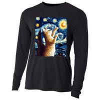 Starry Night Cat, Van Gogh Cat, Cat Lover, Cat Mom, Cat Dad Cooling Performance Long Sleeve Crew