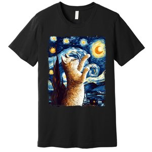 Starry Night Cat, Van Gogh Cat, Cat Lover, Cat Mom, Cat Dad Premium T-Shirt