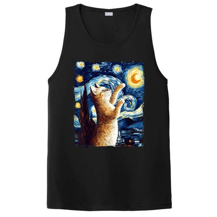 Starry Night Cat, Van Gogh Cat, Cat Lover, Cat Mom, Cat Dad PosiCharge Competitor Tank