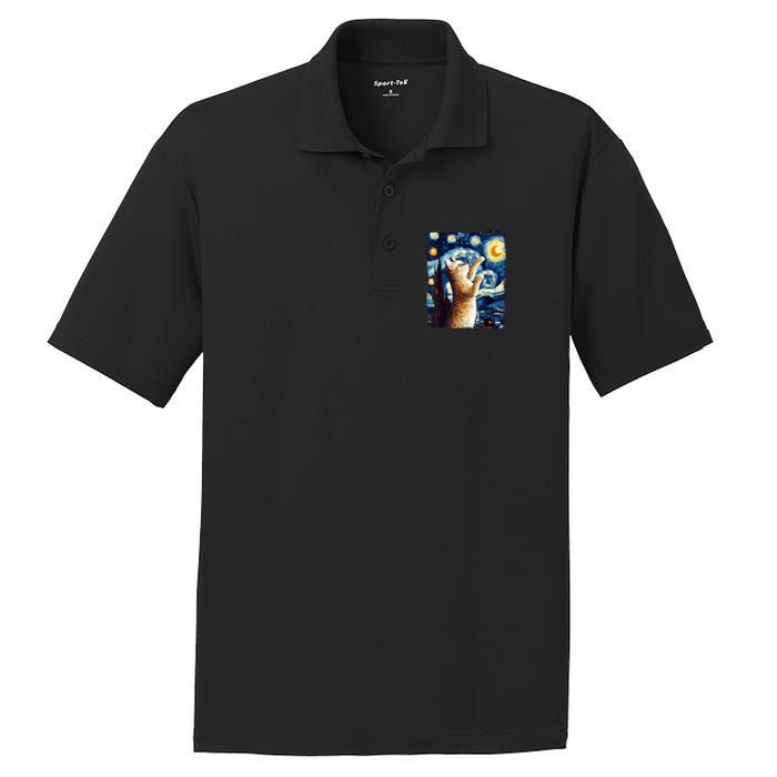 Starry Night Cat, Van Gogh Cat, Cat Lover, Cat Mom, Cat Dad PosiCharge RacerMesh Polo