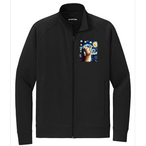 Starry Night Cat, Van Gogh Cat, Cat Lover, Cat Mom, Cat Dad Stretch Full-Zip Cadet Jacket