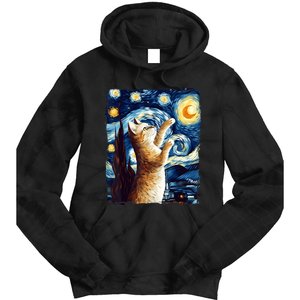 Starry Night Cat, Van Gogh Cat, Cat Lover, Cat Mom, Cat Dad Tie Dye Hoodie