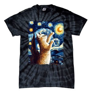 Starry Night Cat, Van Gogh Cat, Cat Lover, Cat Mom, Cat Dad Tie-Dye T-Shirt