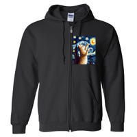 Starry Night Cat, Van Gogh Cat, Cat Lover, Cat Mom, Cat Dad Full Zip Hoodie