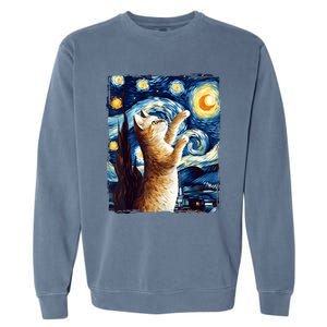 Starry Night Cat, Van Gogh Cat, Cat Lover, Cat Mom, Cat Dad Garment-Dyed Sweatshirt