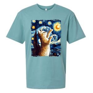 Starry Night Cat, Van Gogh Cat, Cat Lover, Cat Mom, Cat Dad Sueded Cloud Jersey T-Shirt