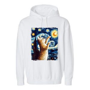 Starry Night Cat, Van Gogh Cat, Cat Lover, Cat Mom, Cat Dad Garment-Dyed Fleece Hoodie