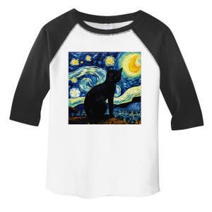 Starry Night Cat Van Gogh Cat Cat Lover Black Cat Toddler Fine Jersey T-Shirt