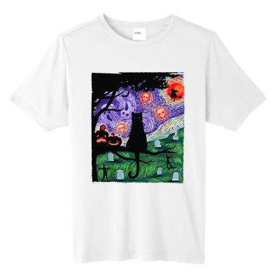 Scary Night Cat Van Gogh Cat Black Halloween Pumpkin Art Tall Fusion ChromaSoft Performance T-Shirt