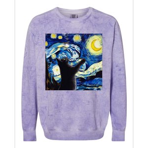 Starry Night Cat Van Gogh CatBlack Cat Colorblast Crewneck Sweatshirt