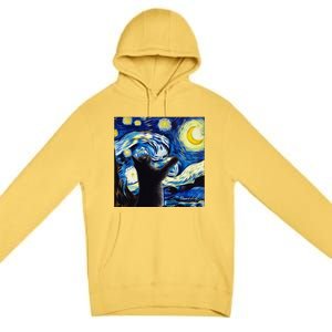 Starry Night Cat Van Gogh CatBlack Cat Premium Pullover Hoodie