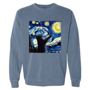 Starry Night Cat Van Gogh CatBlack Cat Garment-Dyed Sweatshirt