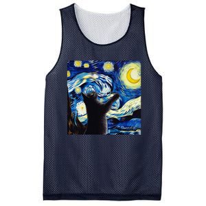 Starry Night Cat Van Gogh CatBlack Cat Mesh Reversible Basketball Jersey Tank