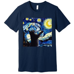 Starry Night Cat Van Gogh CatBlack Cat Premium T-Shirt