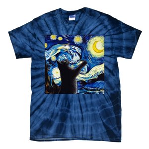 Starry Night Cat Van Gogh CatBlack Cat Tie-Dye T-Shirt