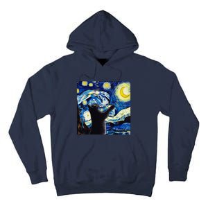 Starry Night Cat Van Gogh CatBlack Cat Tall Hoodie