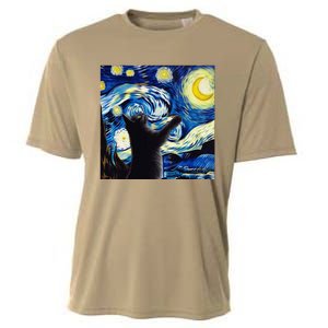 Starry Night Cat Van Gogh CatBlack Cat Cooling Performance Crew T-Shirt