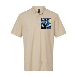 Starry Night Cat Van Gogh CatBlack Cat Softstyle Adult Sport Polo