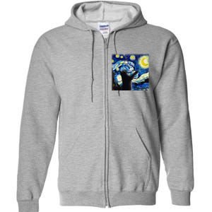 Starry Night Cat Van Gogh CatBlack Cat Full Zip Hoodie