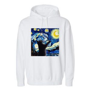 Starry Night Cat Van Gogh CatBlack Cat Garment-Dyed Fleece Hoodie