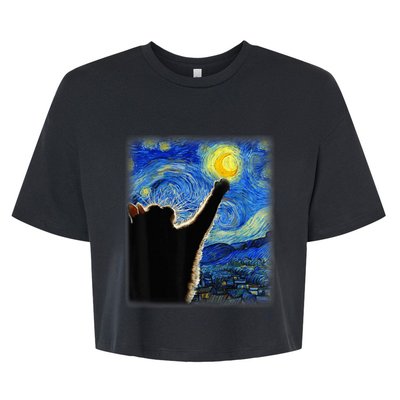 Starry Night Cat, Van Gogh Cat, Cat Lover, Cat Mom, Cat Dad Bella+Canvas Jersey Crop Tee