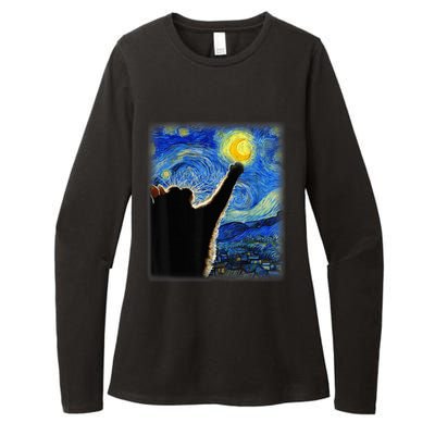 Starry Night Cat, Van Gogh Cat, Cat Lover, Cat Mom, Cat Dad Womens CVC Long Sleeve Shirt