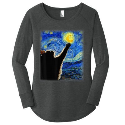 Starry Night Cat, Van Gogh Cat, Cat Lover, Cat Mom, Cat Dad Women's Perfect Tri Tunic Long Sleeve Shirt