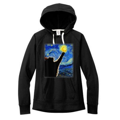 Starry Night Cat, Van Gogh Cat, Cat Lover, Cat Mom, Cat Dad Women's Fleece Hoodie