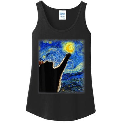 Starry Night Cat, Van Gogh Cat, Cat Lover, Cat Mom, Cat Dad Ladies Essential Tank